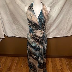 long animal print halter dress. approximately 56”.